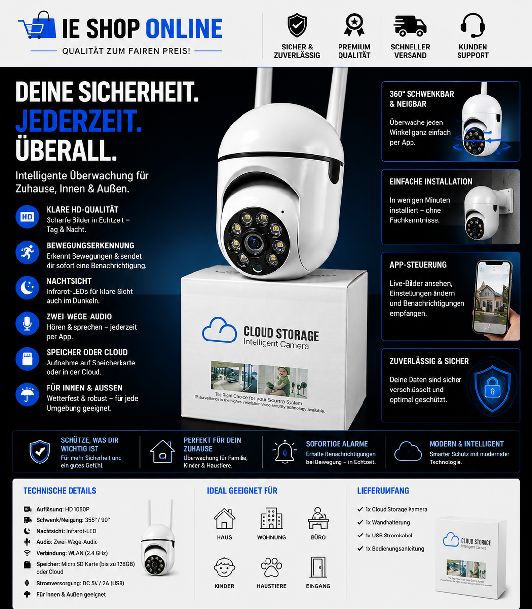 WLAN Überwachungskamera – Für deine Sicherheit, jederzeit & überall