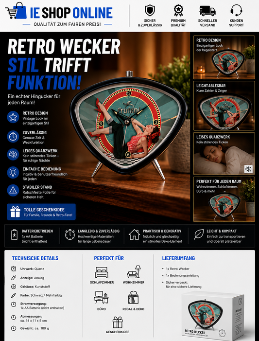 Retro Wecker Uhr – Stilvolles Vintage-Design