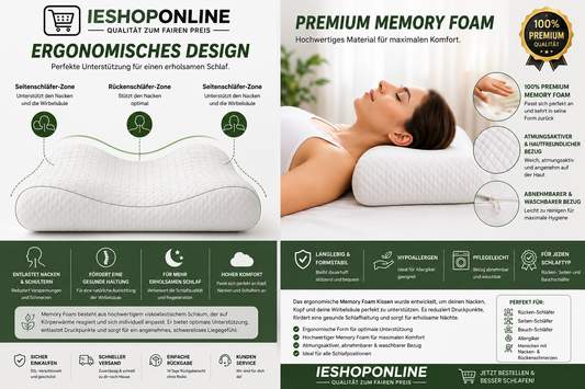 Ergonomisches Memory Foam Nackenkissen – Für erholsamen Schlaf & optimale Unterstützung
