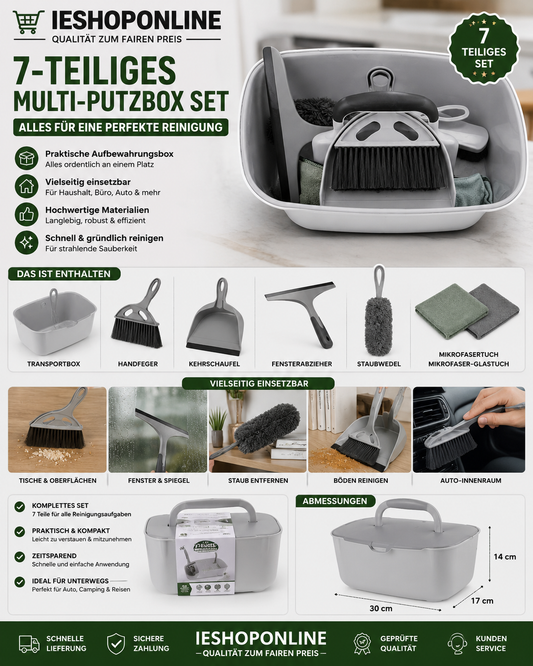 7-teiliges Multi-Putzbox Set – Alles für die tägliche Reinigung