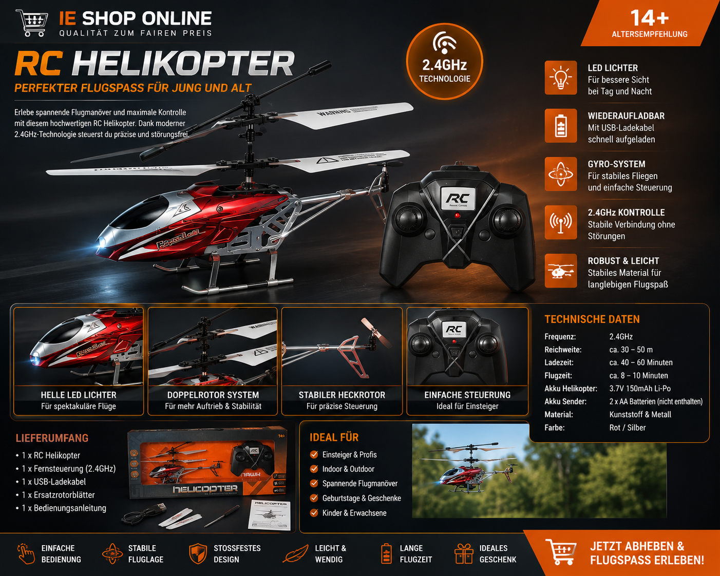 RC Helikopter mit Fernsteuerung – Flugspaß für Groß & Klein